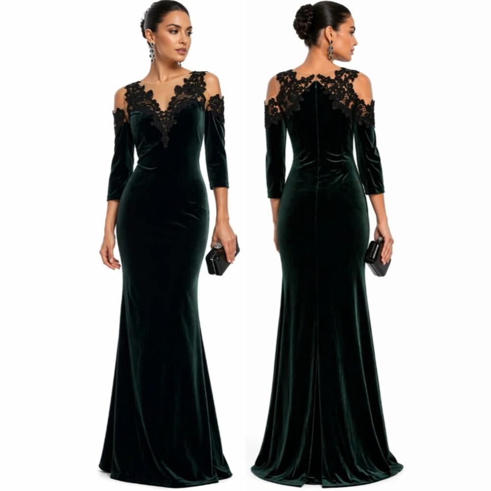 Marchesa Notte Beaded Gown Velvet Mother of Bride Party Formal Evening Wedding 2